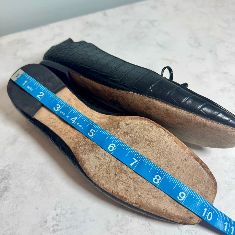 Women's Tory Burch Charm Croco Leather Loafers Size 7.5 Brown Black - Picture 9 of 10